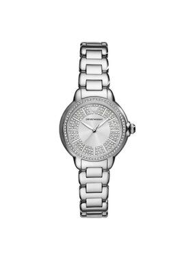 NWT Emporio Armani Quartz Crystal Silver Dial Ladies Watch